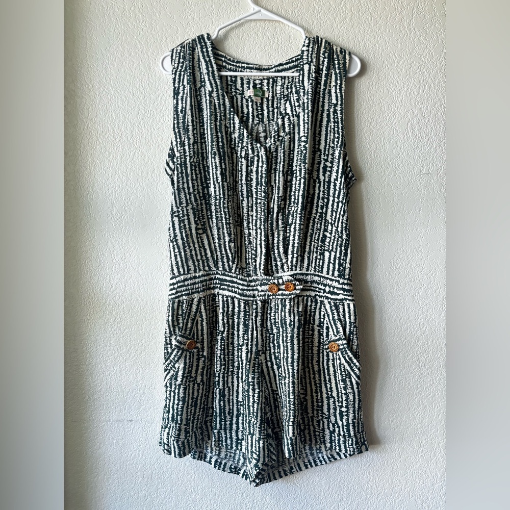 Anthropologie Ett Twa Safari Green Short Romper  Short-all Outfit Sz 4 - Picture 7 of 9